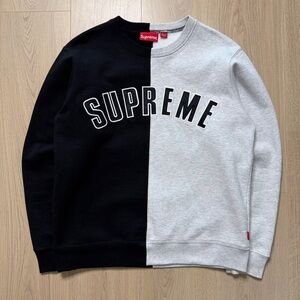 Supreme Split Crewneck Long Sleeve Sweatshirt Mens Small Black Gray Skate